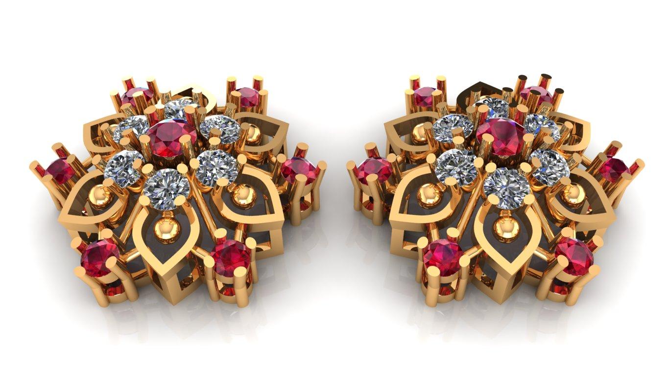 Simple Diamond Cluster Studs Earring 3D Model