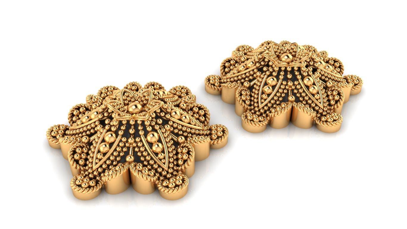 Plain Indian Style Earring Studs 3D Model