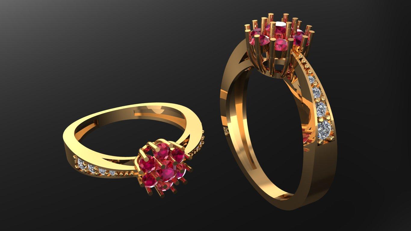 Stylish Engagement Women Diamond Cluster Ring 3D Model