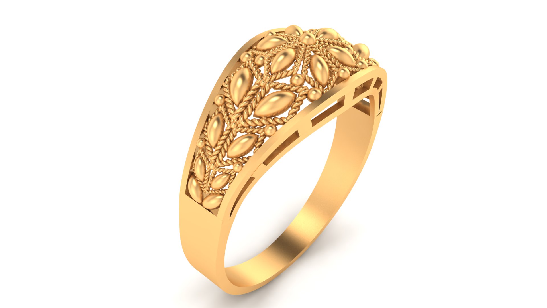 Jali Design 22 KT Gold Ring for Men